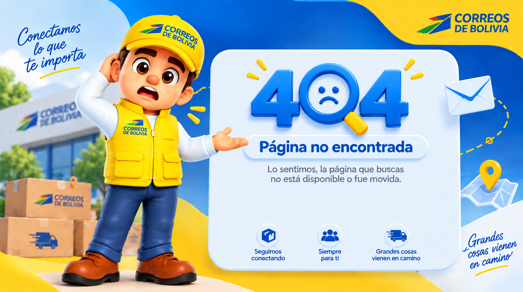 Correos de Bolivia: página no encontrada. La dirección puede no estar disponible o haber sido movida.